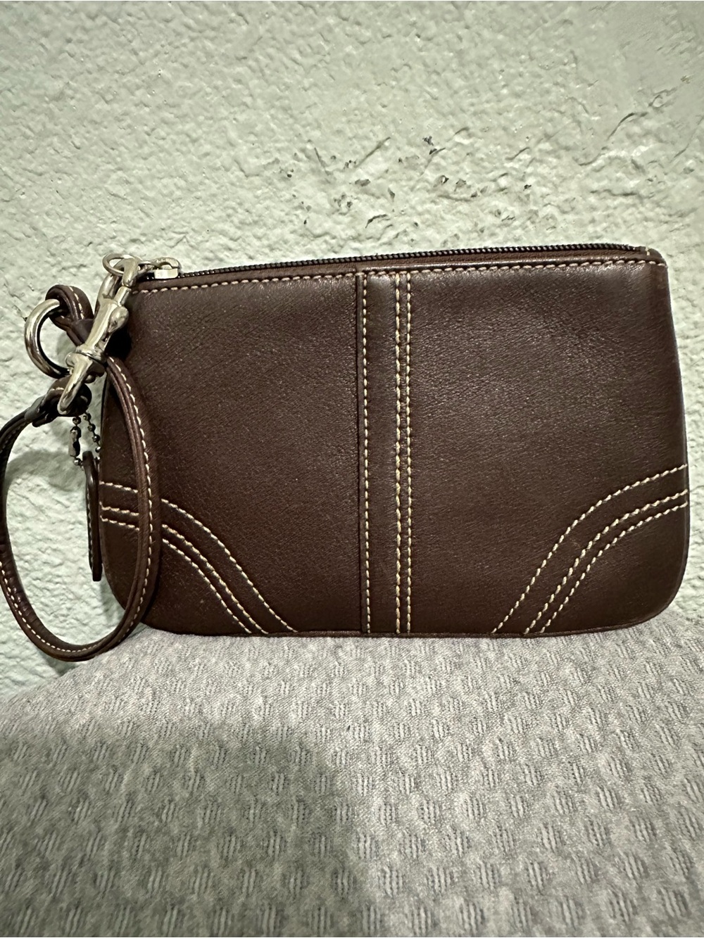 Coach Brown Leather Wristlet Bag